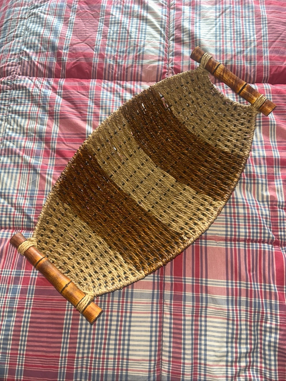 Handwoven Brown Seagrass decorative Basket with Wooden Handles